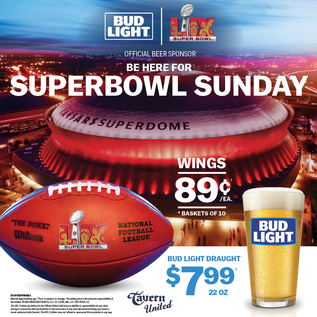 🔵Superbowl Sunday @ Tavern United