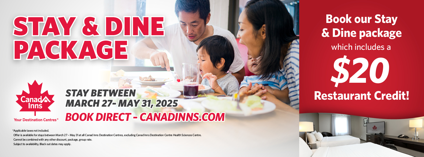 🔴 Canad Inns Destination Centre – Stay & Dine Package ($20 Restaurant Credit) Room Promo